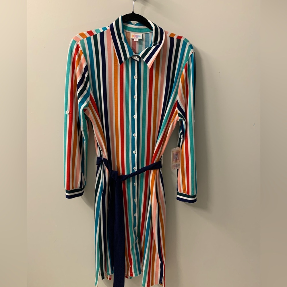 LuLaRoe Classic Ellie Classic Shirt Dress Multicolor (Medium)